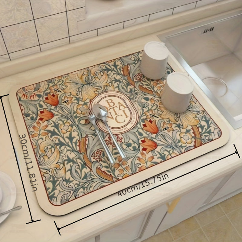 Diatomite Kitchen Drying Mat Non-Slip Washable Heat-Resistant Absorbent Pad