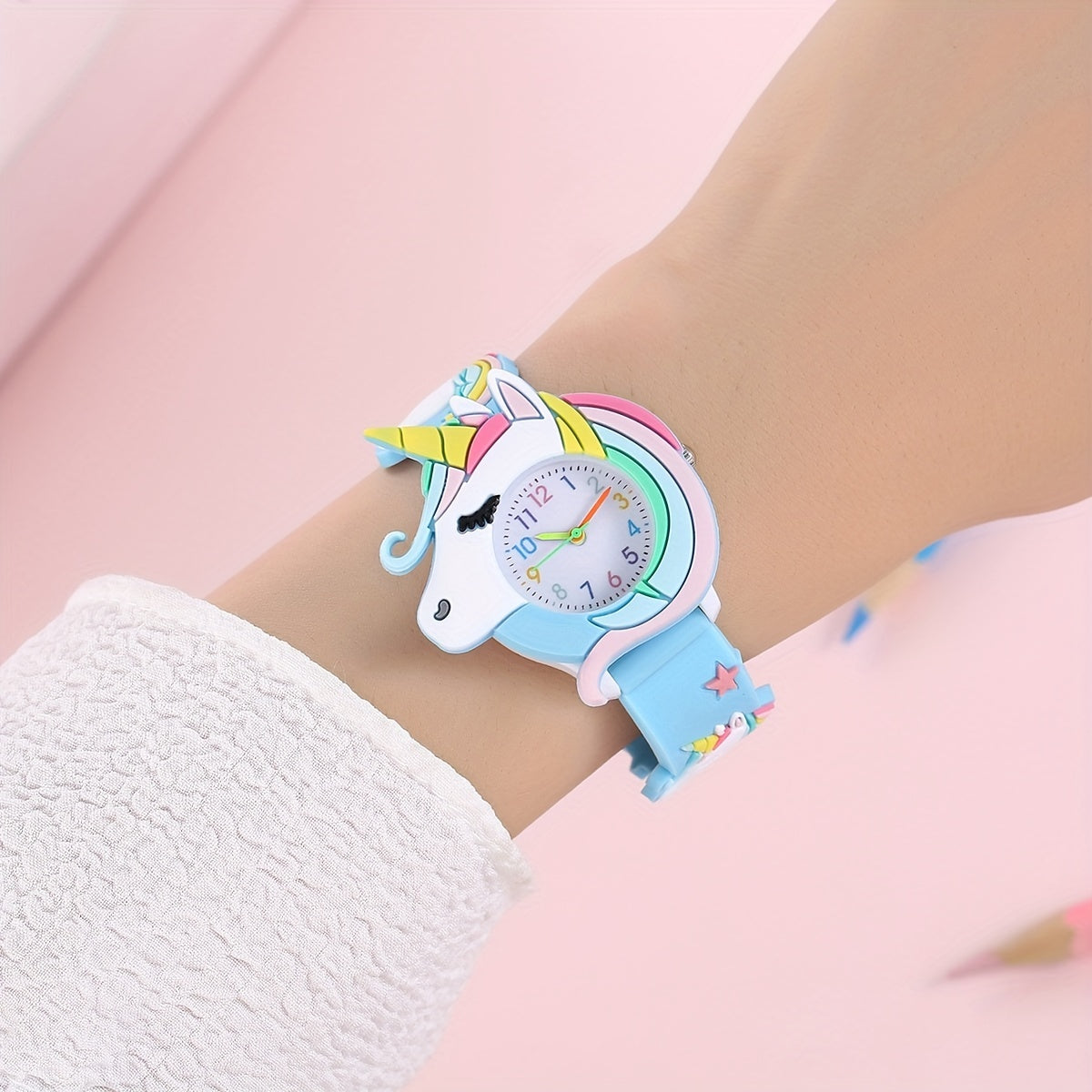 Children's Silicone Cartoon Watch for Kids Age 3-14 Non-Waterproof Battery-Powered