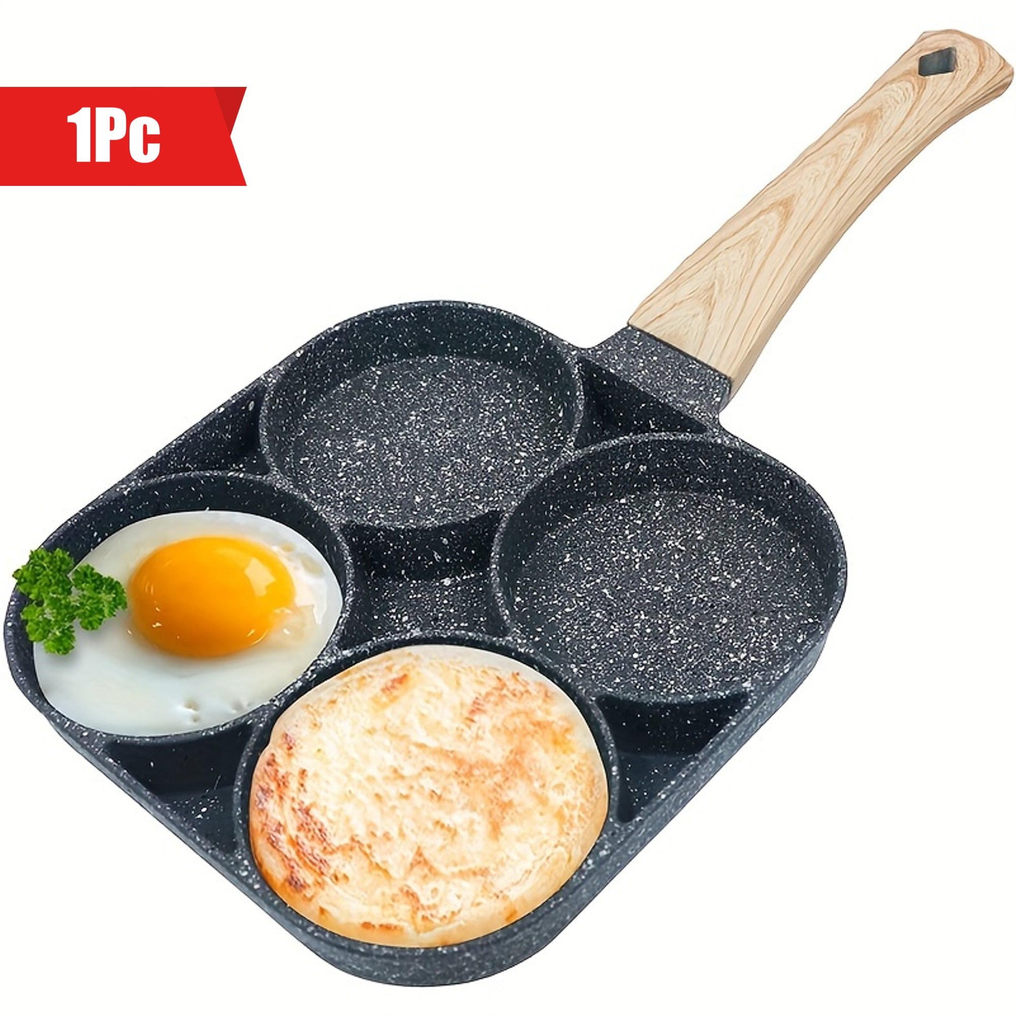 Nonstick Egg Frying Pan with 4 Holes for Omelettes Pancakes and Breakfast