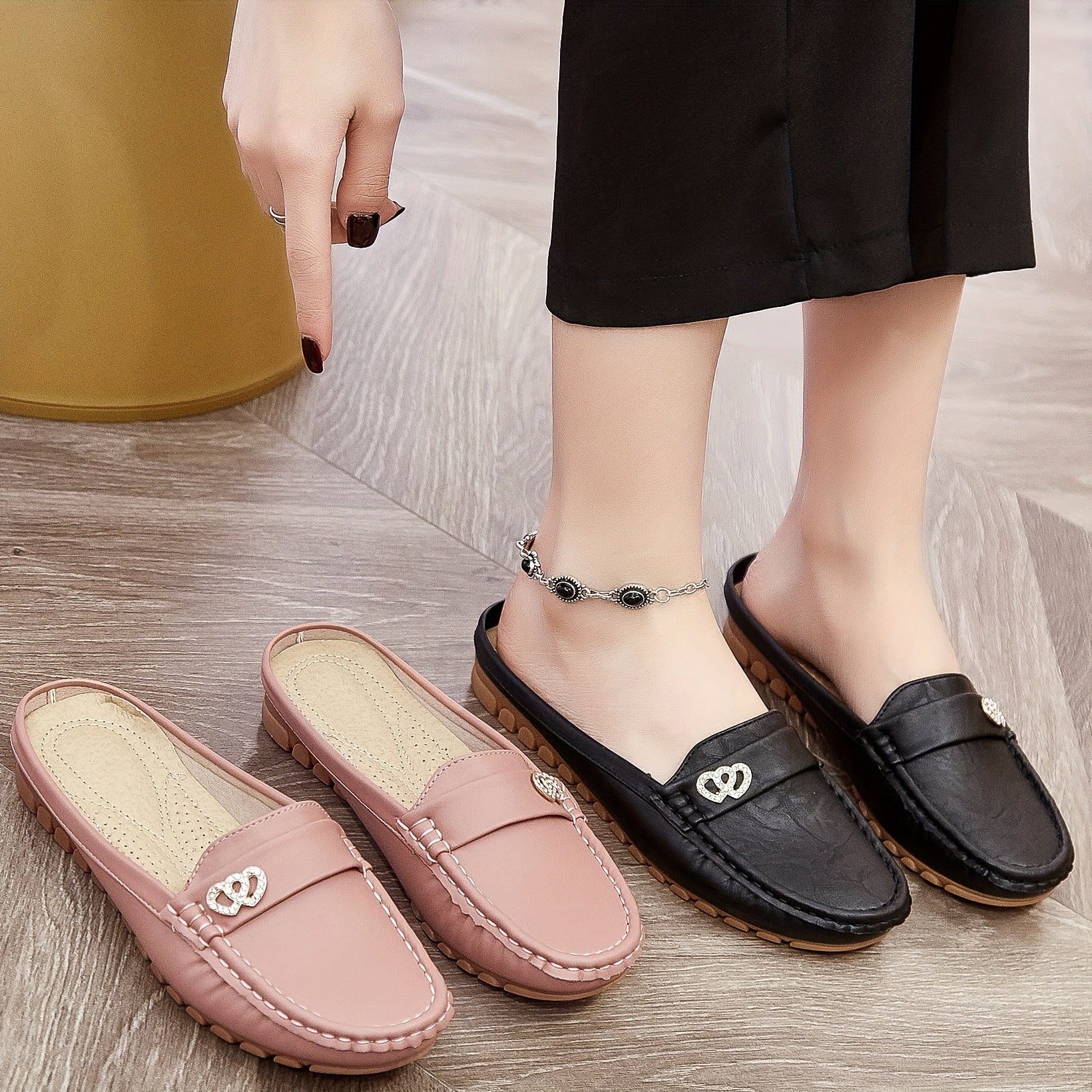Women's Slip-On Mules with Non-Slip Sole Lightweight Casual Flat Shoes