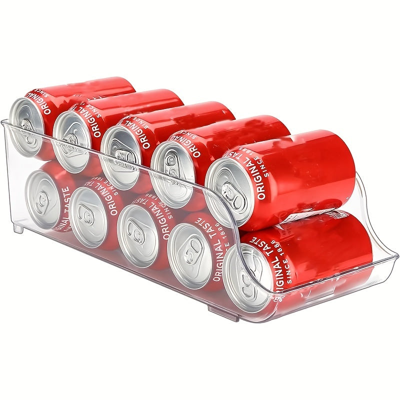 Plastic Refrigerator Organizer Bins with Soda Can Dispenser and Beverage Holder