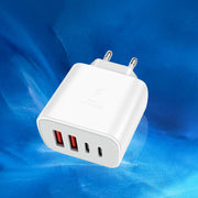 4-Port USB-C Fast Charging Wall Adapter 10-20W European Plug for iPhone iPad AirPods Galaxy