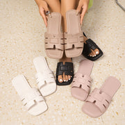 Women's Solid Color EVA Rubber Flat Bottom Casual Slippers Lightweight Comfortable