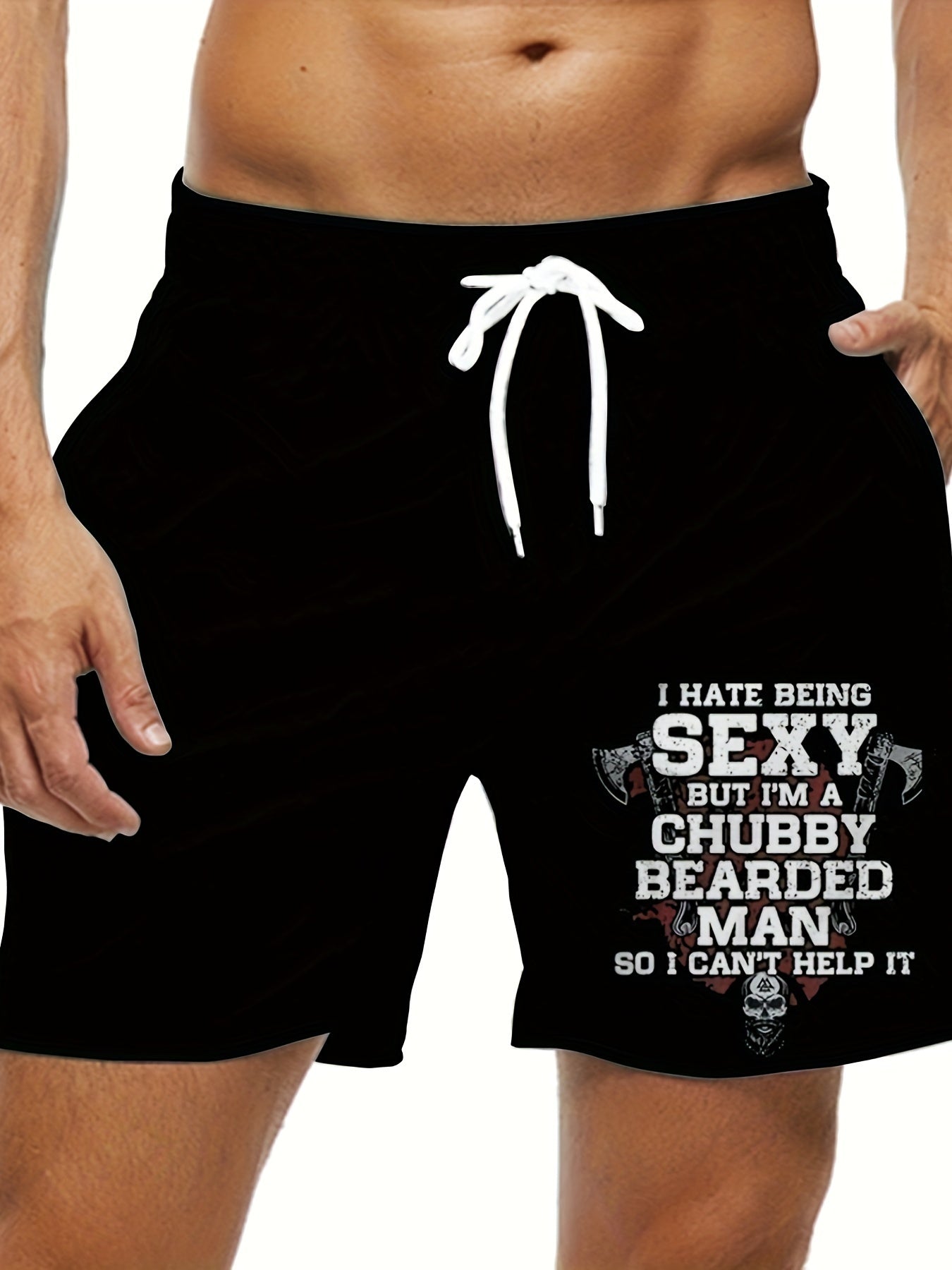 Men's Large Size Summer Beach Shorts Polyester Casual with Letter Print