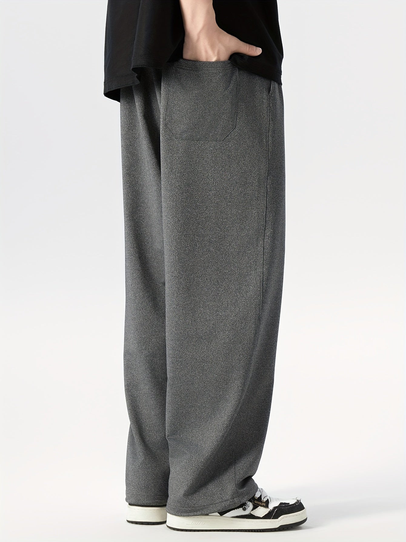 Pantalones deportivos de corte holgado para hombre con patrón geométrico, poliéster elastano, lavado a máquina, tallas grandes