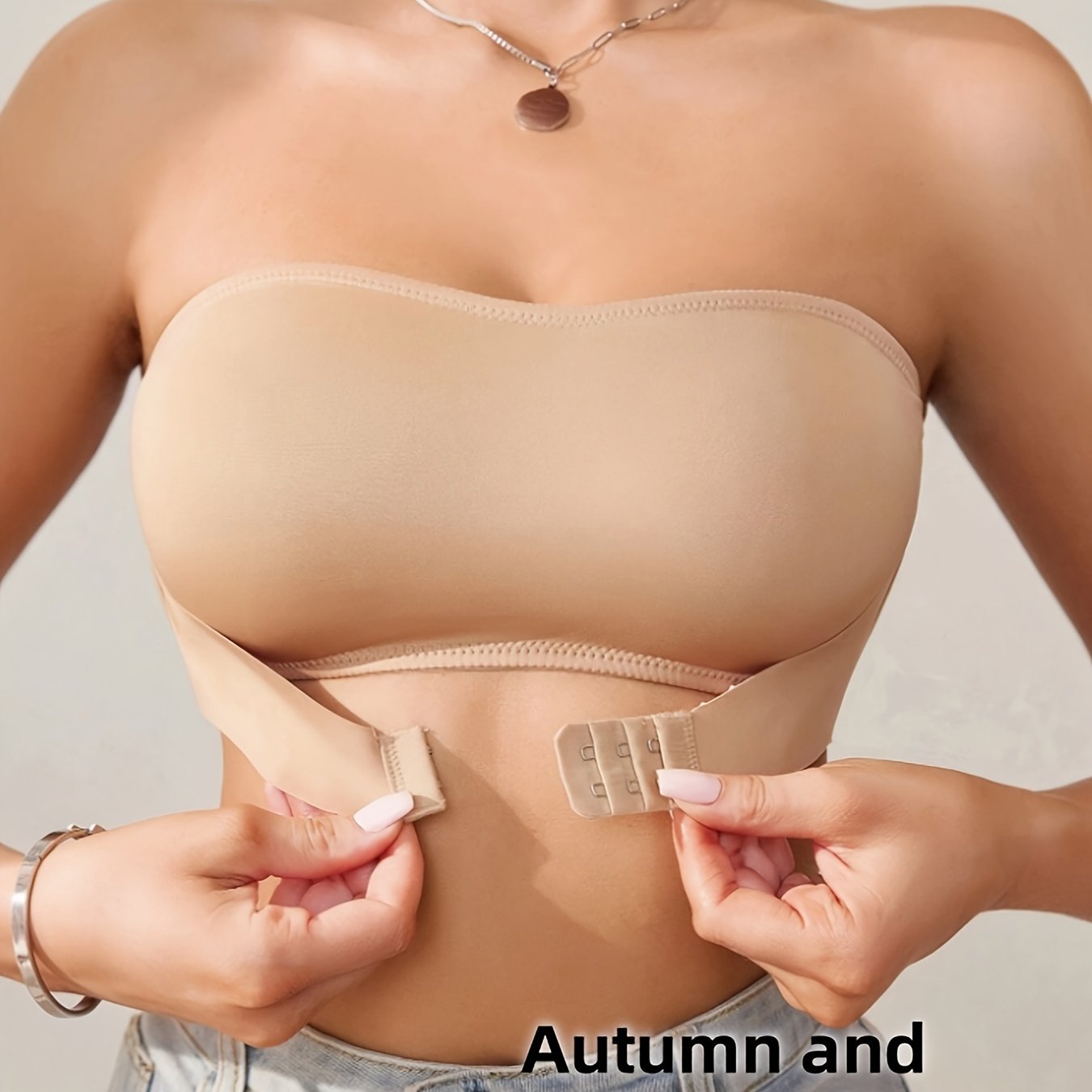 Women’s Strapless Bralette with Buckle Front and Anti-slip Feature