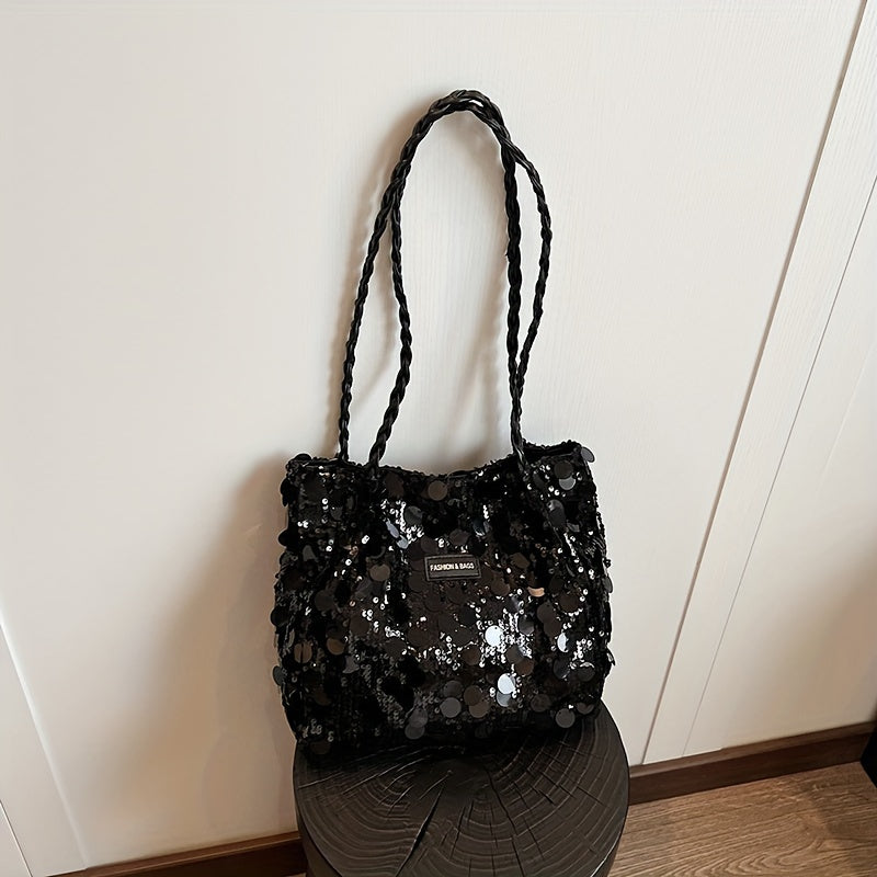 Summer Hot Bag with Large Capacity Crossbody Shoulder Bag Black Silver Grey Fabric