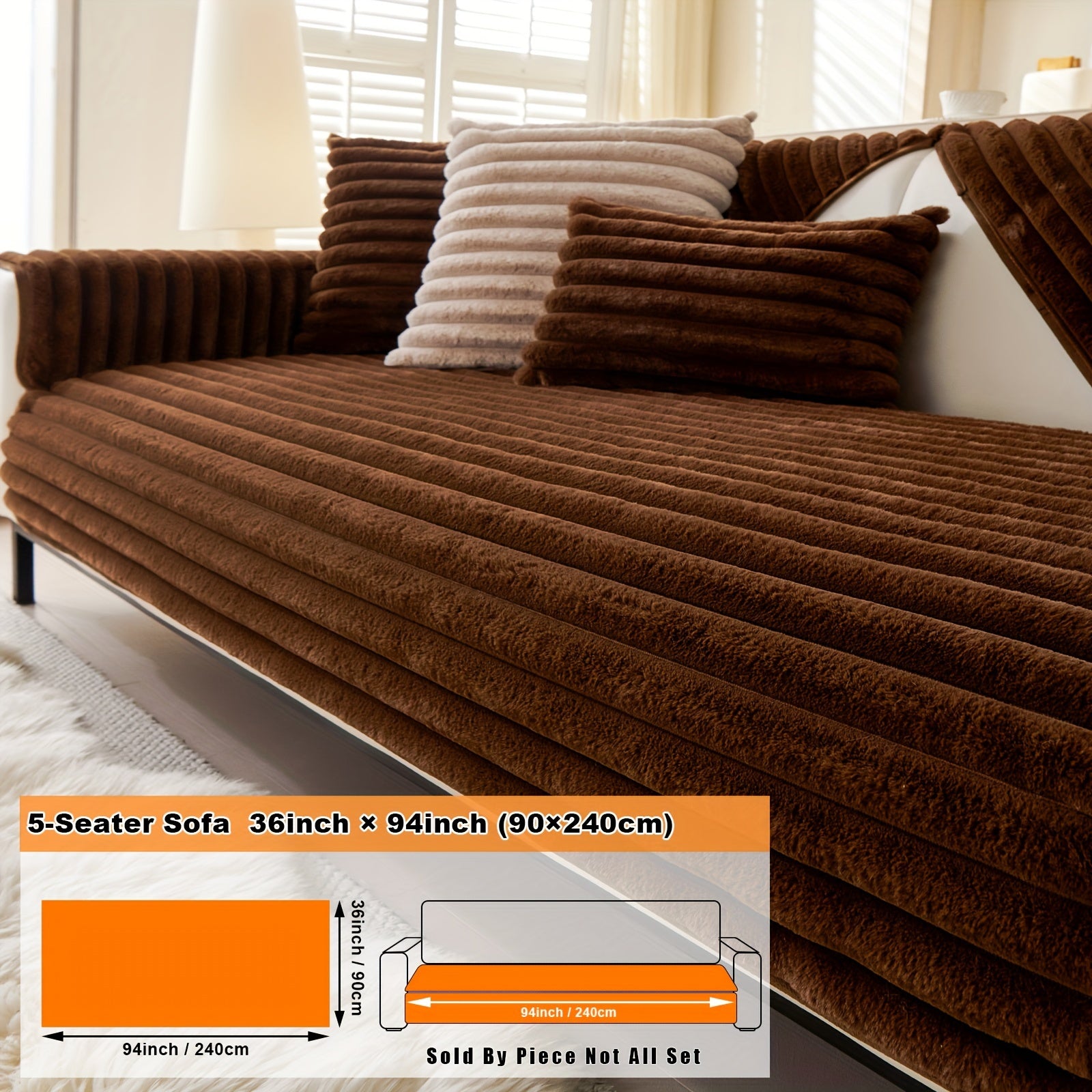 Barcha turdagi divanlar uchun mo'ljallangan, sun'iy quyon junidan tayyorlangan zamonaviy plush divan qoplamasi, mushuk va it egalari uchun iliqlik va himoya ta'minlaydi.