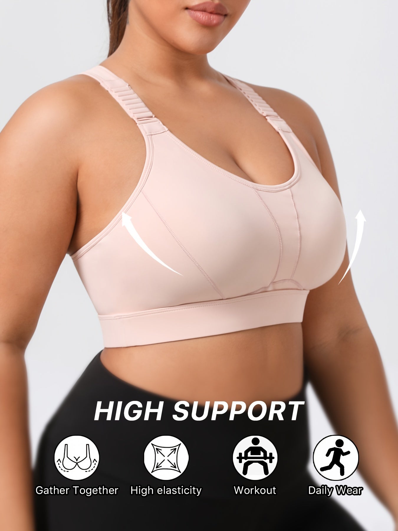 Women's Plus Size High Support Shockproof Sports Bra for Running Yoga