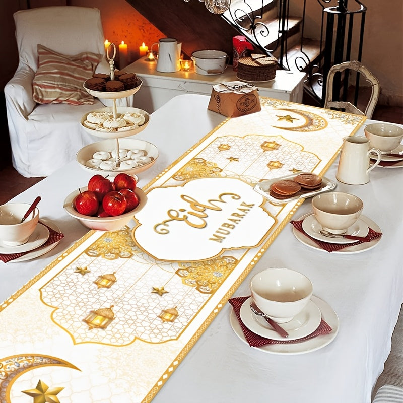 Полиэстерный подставка для стола на Рамадан и флаг, украшения на Ид аль-Фитр с луной и звездами, поздравительные украшения