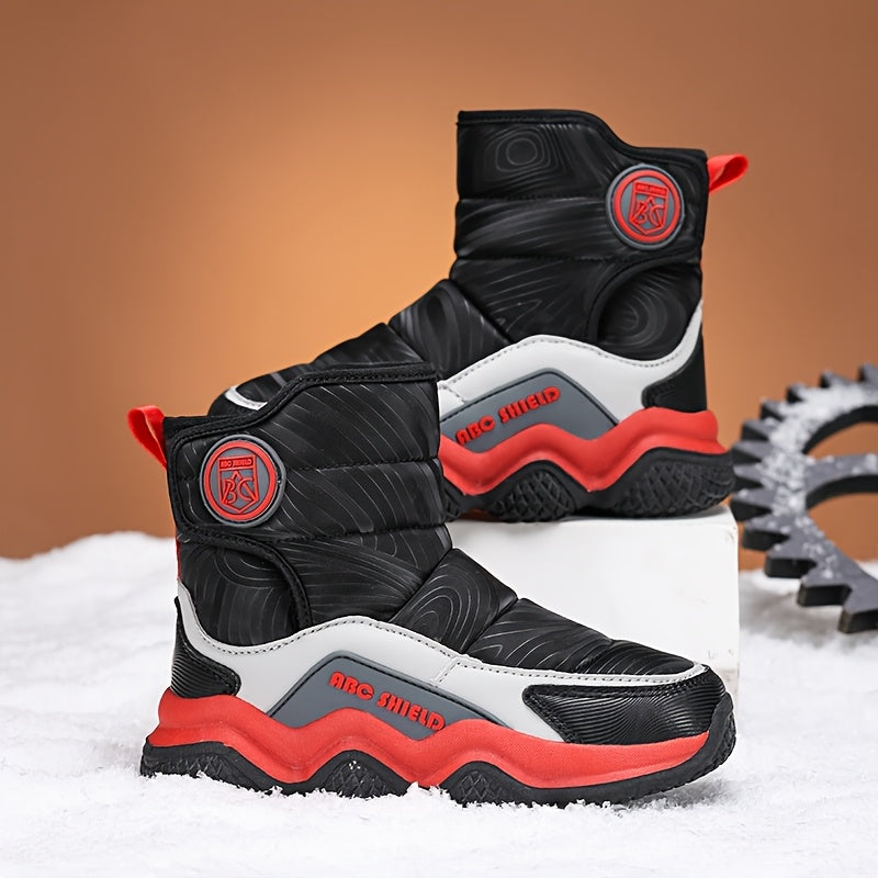 Kids Snow Boots Winter High-Top Non-Slip Fleece Lining Casual Shoes for Boys and Girls
