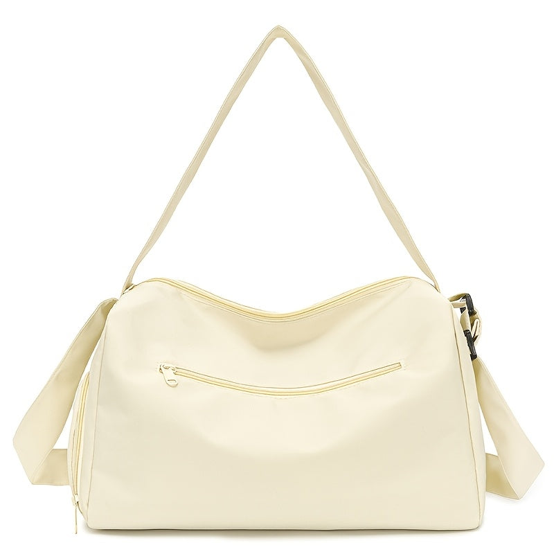 Unisex Nylon Gym Bag with Wet Dry Separation Trolley Sleeve Hand Washable Red Black Beige Green Purple