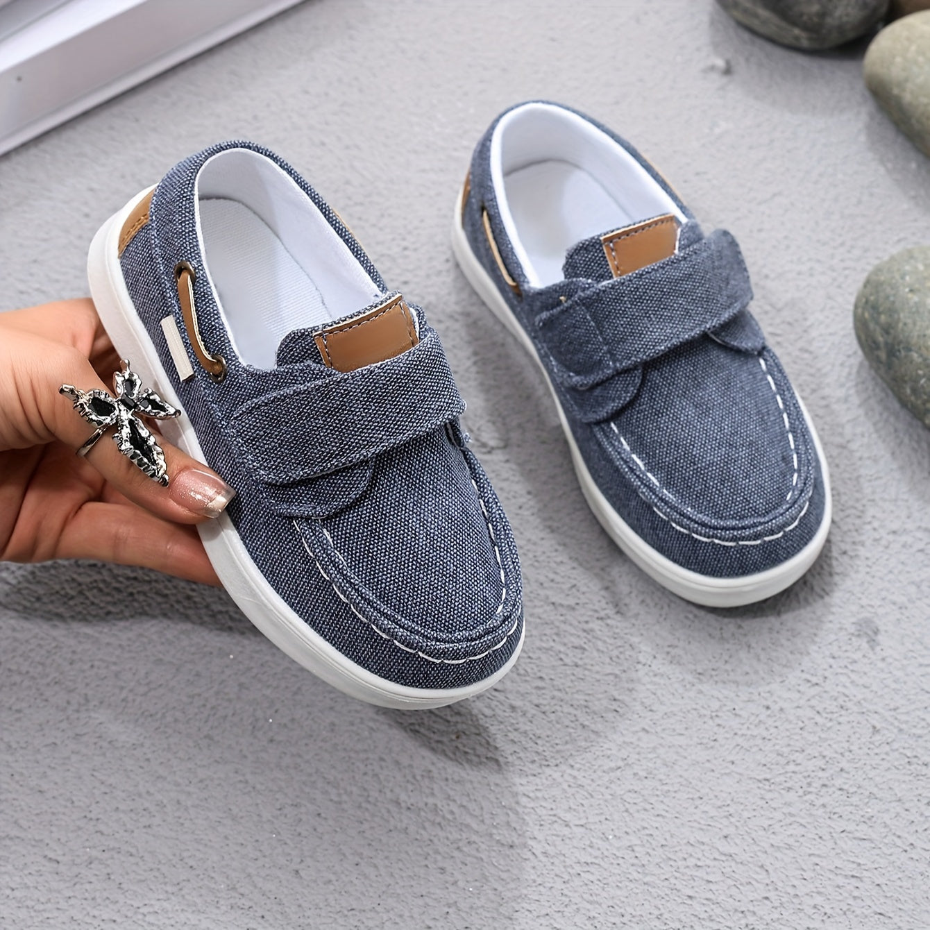 Boys Slip-Resistant Low-Top Loafers Canvas PU Casual All-Season