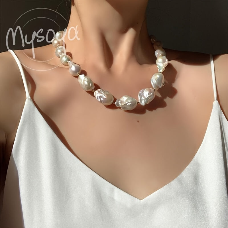 Baroque Freshwater Pearl Necklace for Women 14-23mm Handmade Boho Jewelry