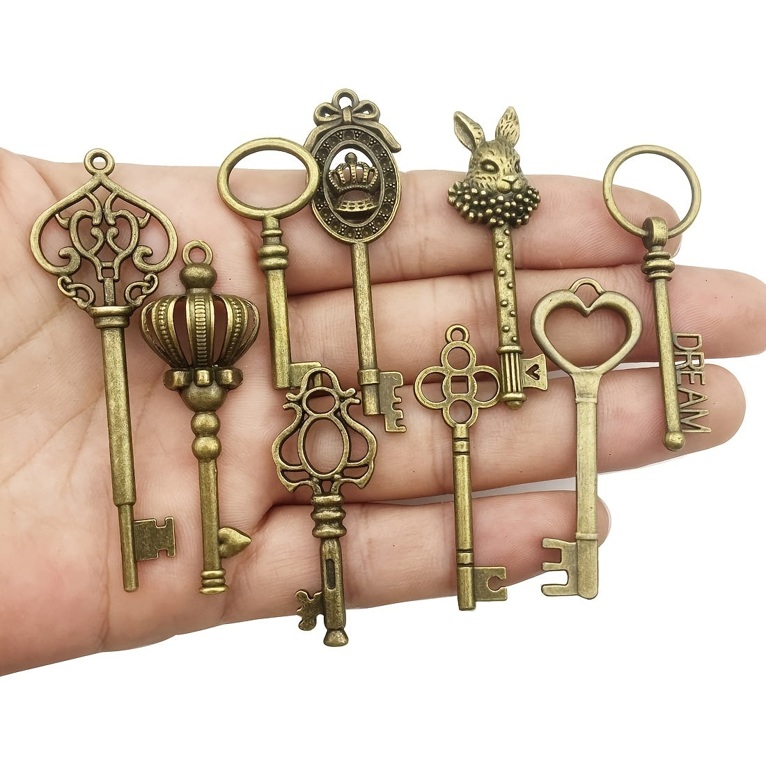 Set of 23 Vintage Skeleton Keys Antique Bronze Style for Crafts and Decor