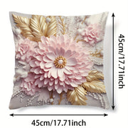 3D Floral Pattern Cushion Cover 17.7x17.7 Inches with Invisible Zipper for Home Decor