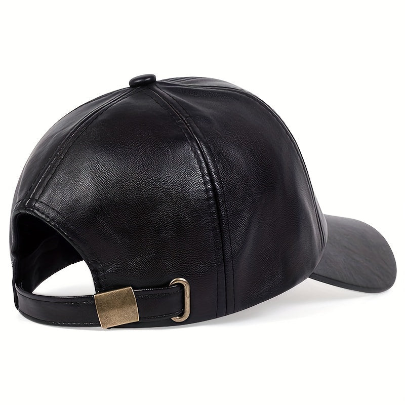 Men's PU Leather Baseball Cap Adjustable Breathable All-Season Gift