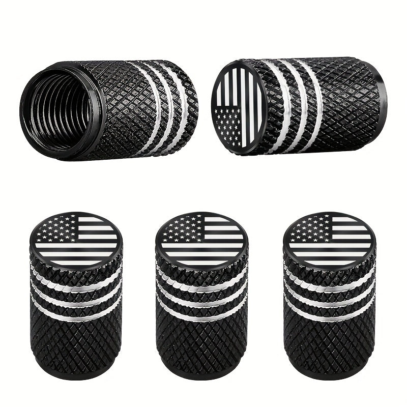 5pcs Patriotic American Flag Aluminum Alloy Tire Valve Caps Leak-Proof Corrosion-Resistant