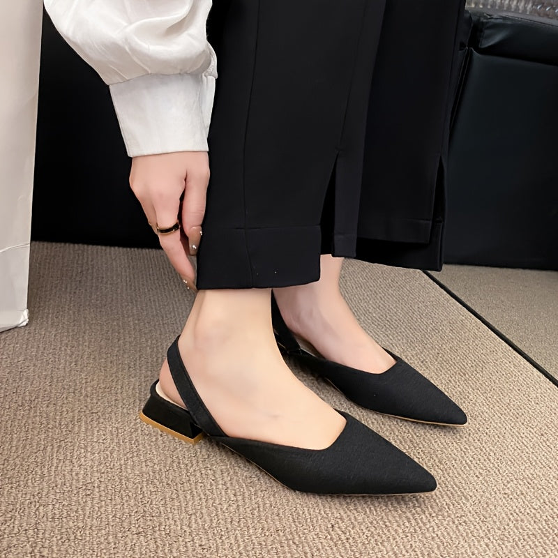 Women's Black Low Wedge Heels with Gold Accents for Summer Dress and Formal