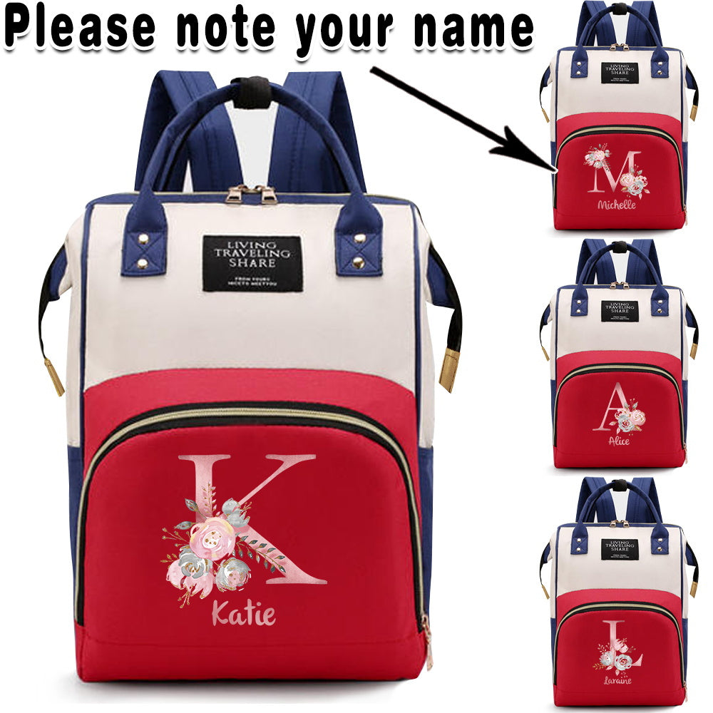 Personalized Diaper Bag for Moms Oxford Cloth with Custom Initials and Bottle Pockets