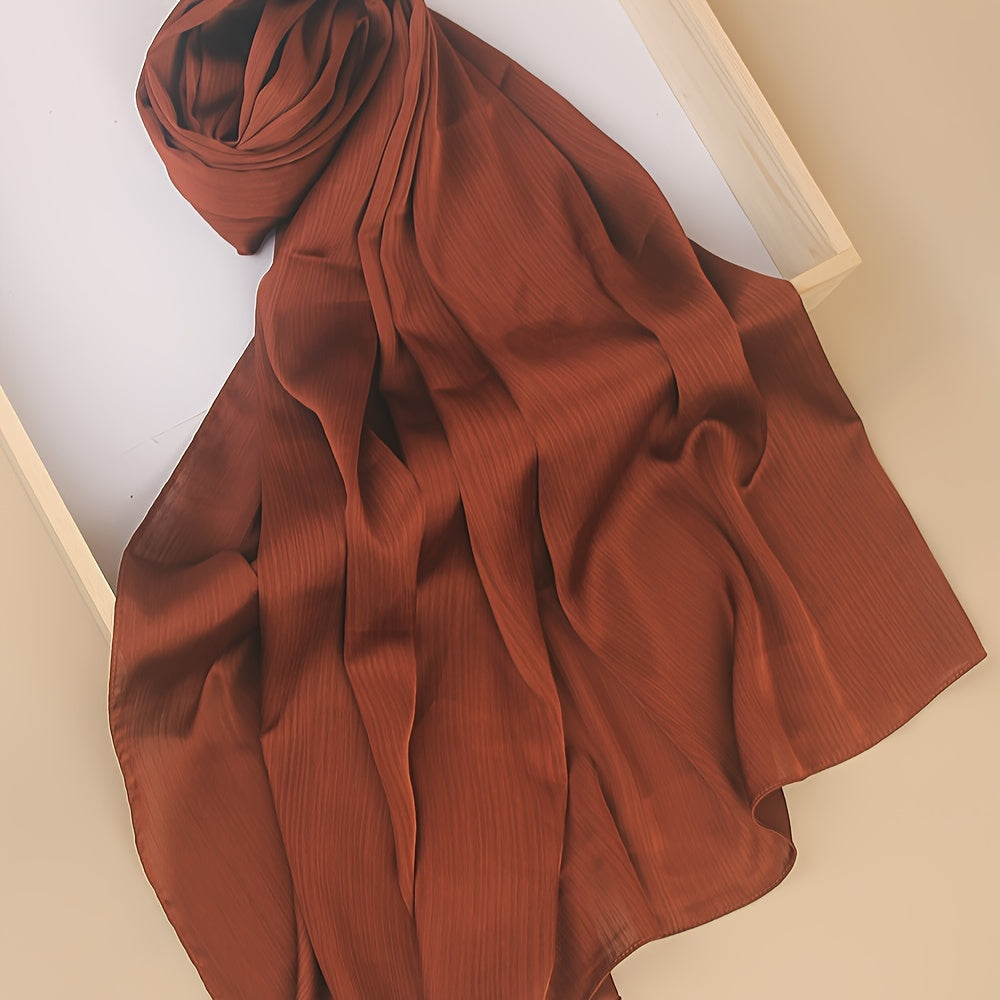 Pañuelo de cabeza clásico plisado de color sólido para uso casual, viaje y actividades al aire libre