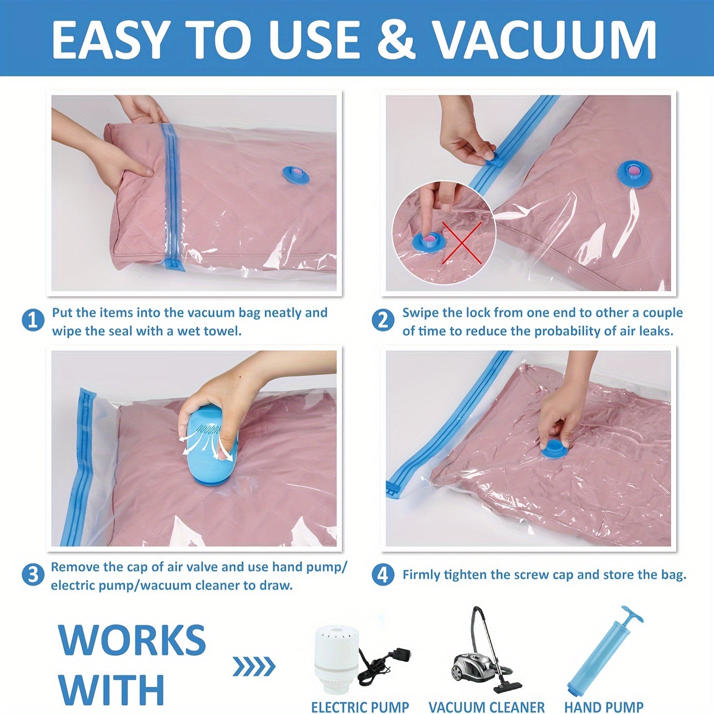 Vacuum Storage Bags Set 6/12/15/20 Pieces for Clothes Bedding Travel Space Saver