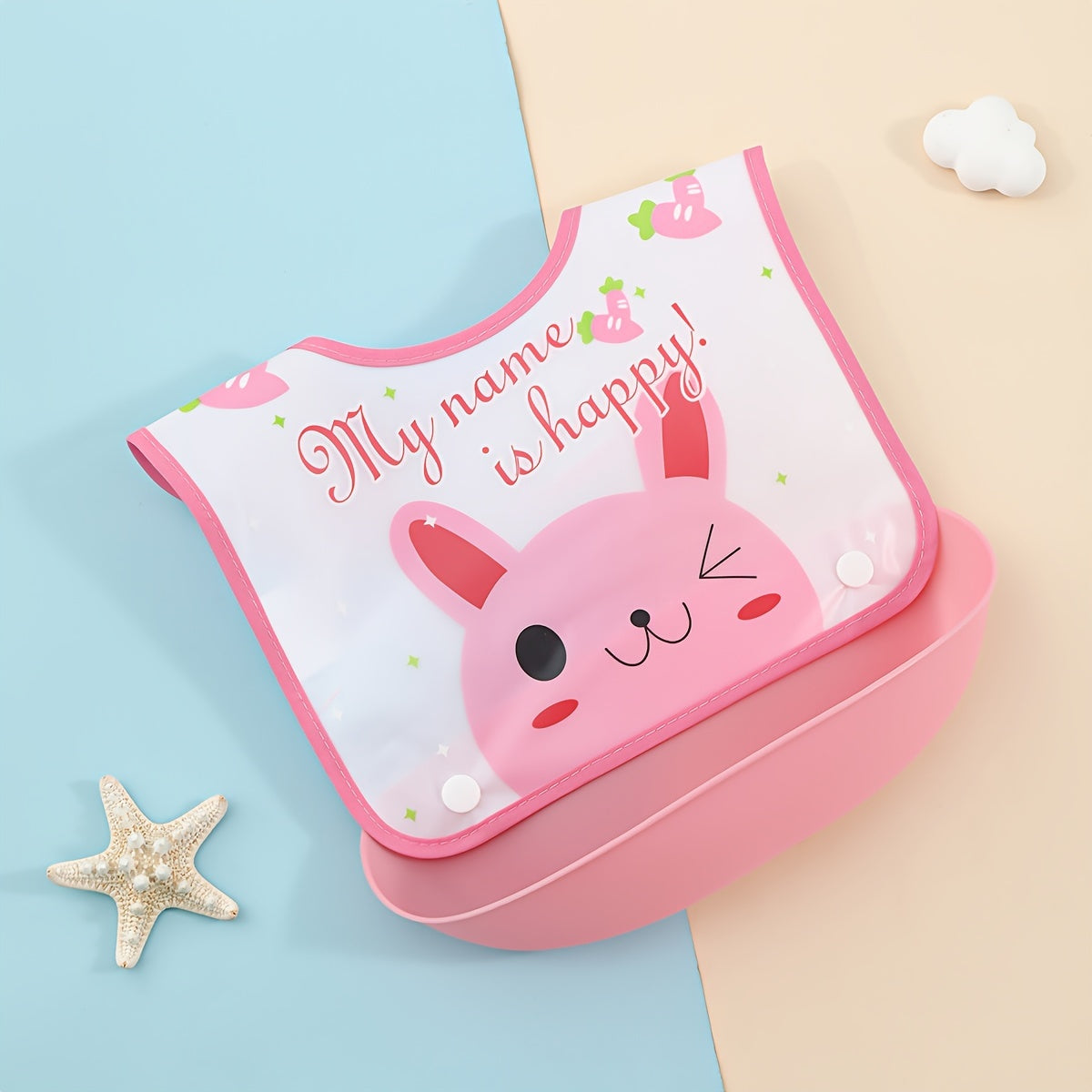 Kids Waterproof Cartoon Bib for Ages 0+ and 3+ in Mixed Colors with Easy Clean Detachable Design