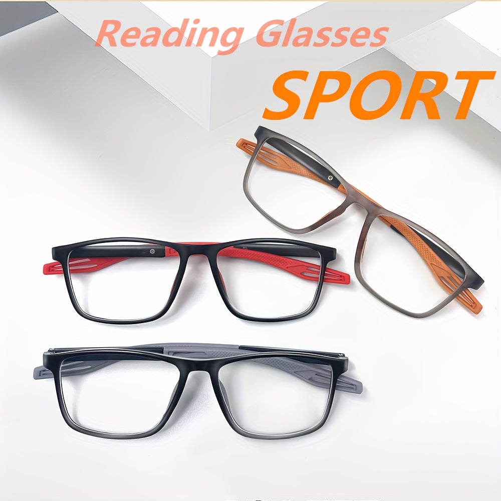 Men's Presbyopia Reading Glasses with Anti-Slip TR90 Frame and HD Lenses