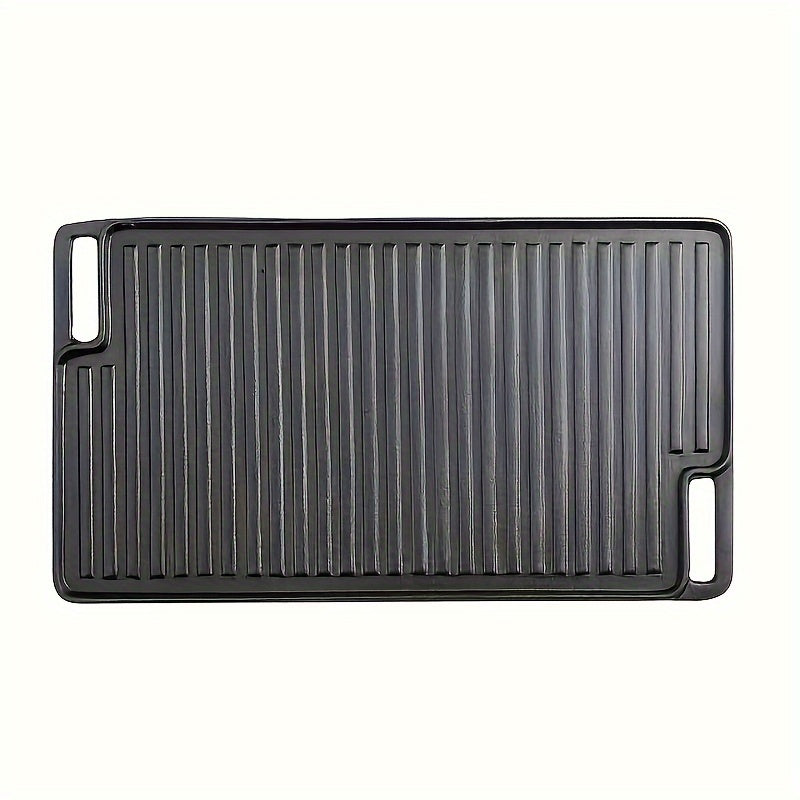 Cast Iron Roasting Pan with Dual Handles, Double-Sided Griddle, Versatile Baking