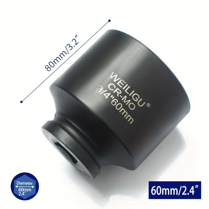 Тяжелая пневматическая головка-ключ 3/4 дюйма, средняя длина, хром-ванадий