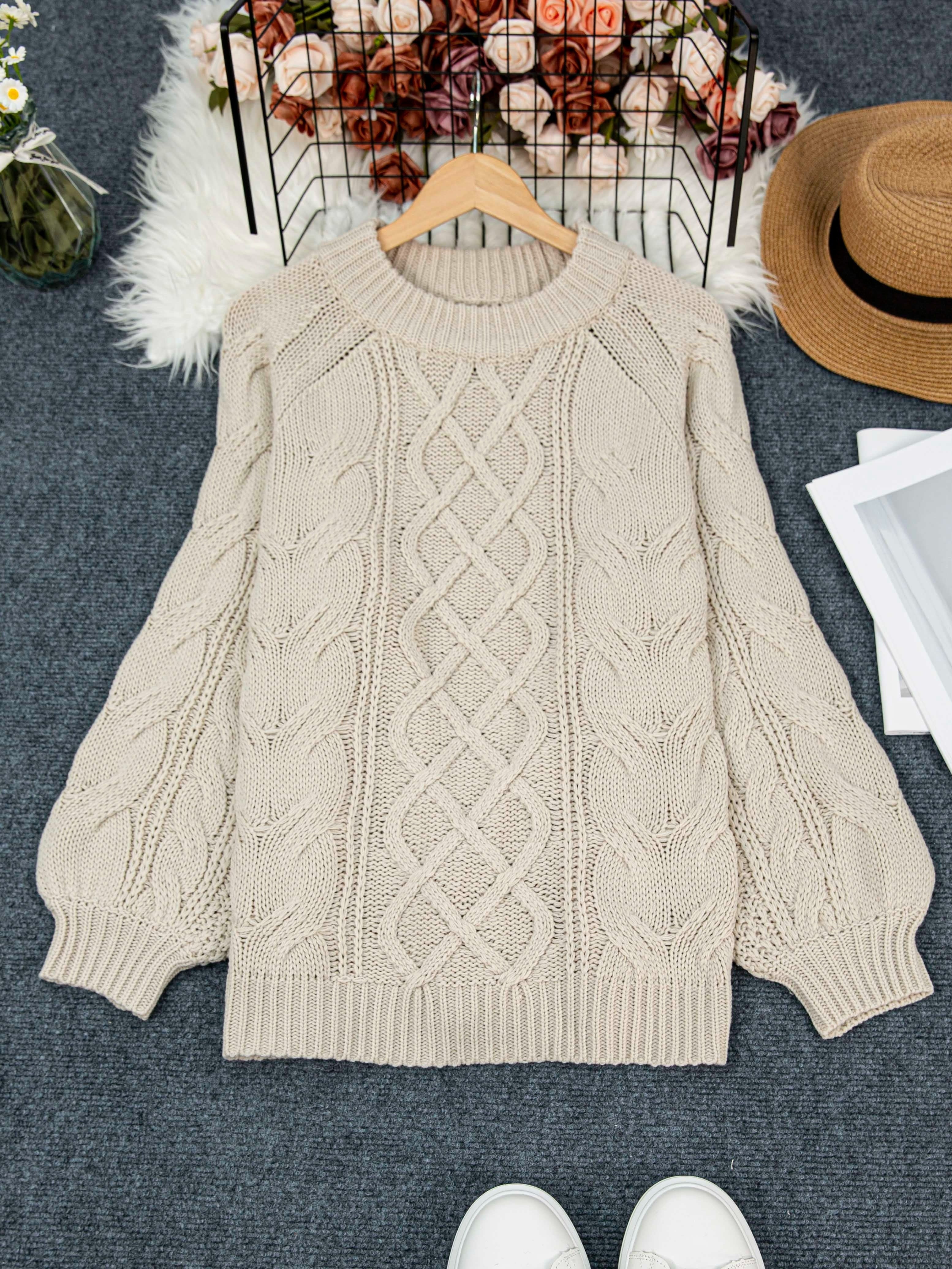Plus-Size Women's Loose Fitting Knit Sweater Long Sleeve Casual Pullover