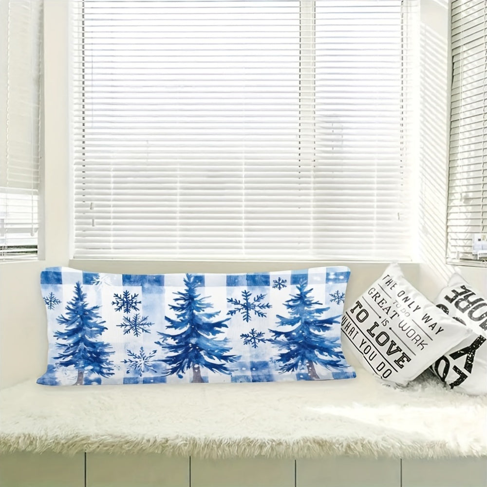 Festive Christmas Tree Decorative Pillow Cover Double-Sided Woven Polyester for Sofa and Home Decor