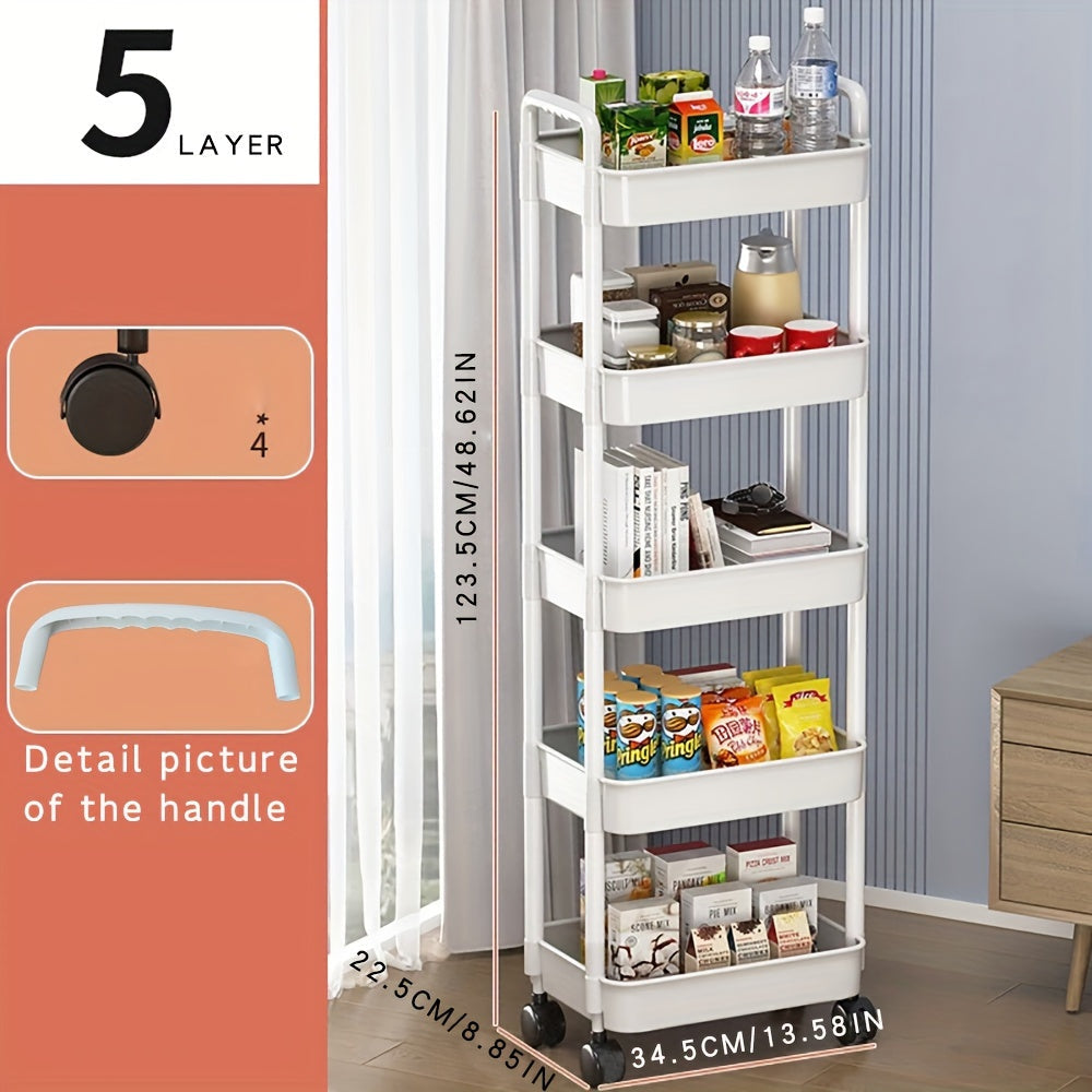Carro organizador de cocina con ruedas, carrito de almacenamiento multifuncional para despensa y snacks