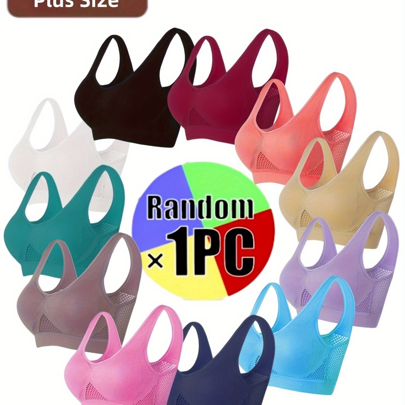 Women's Colorful Mesh Sports Bra Large Breathable Double Layer Yoga Running