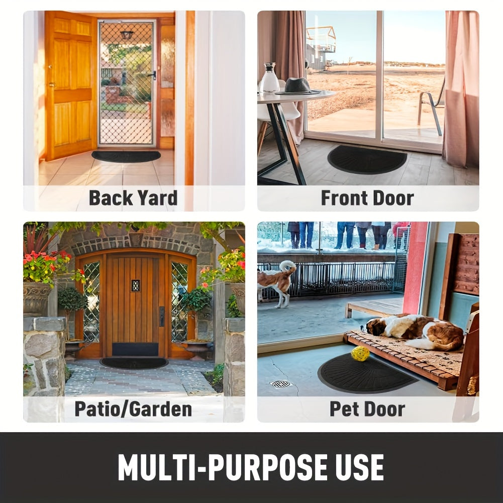 Коврик для входной двери для использования внутри и снаружи помещений - прочный полукруглый резиновый нескользящий коврик для входной двери, прихожей и входа, идеально подходит для улавливания грязи от грязных лап и обуви
