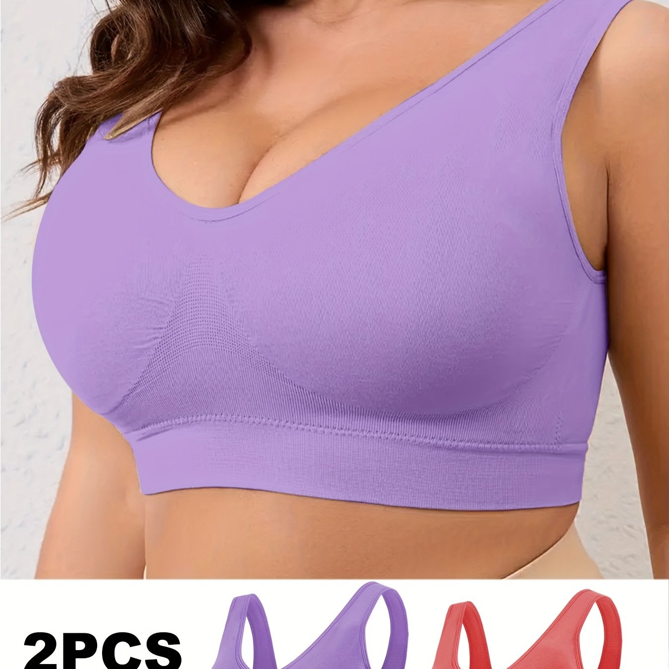 Women's Sports Bra Non-Steel Ring High Support Yoga Running 2 Pack