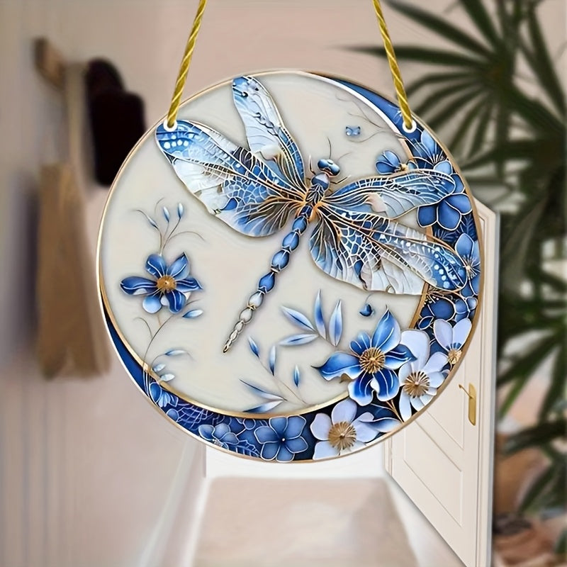 Acrylic Blue Dragonfly Wall Art Decor for Indoor Outdoor Garden Patio Bedroom