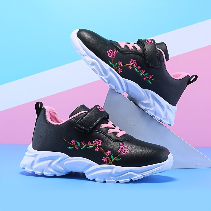 Girls' Casual Sports Shoes with Embroider Flowers Low Top EVA Sole