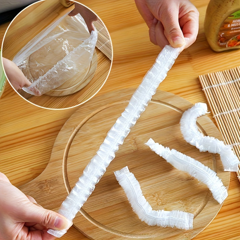 100/500 dona elastik oziq-ovqat saqlash qopqog'lari, qayta ishlatiladigan, hidi o'tkazmaydigan, chang o'tkazmaydigan