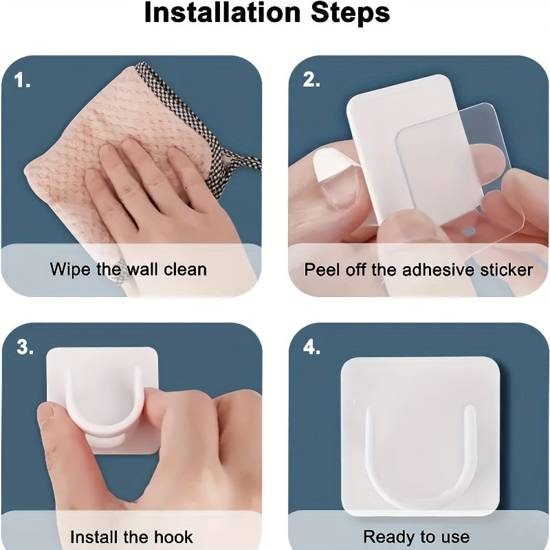 Juego de soportes transparentes para varillas sin taladro para cortinas, barras de ducha, ganchos adhesivos