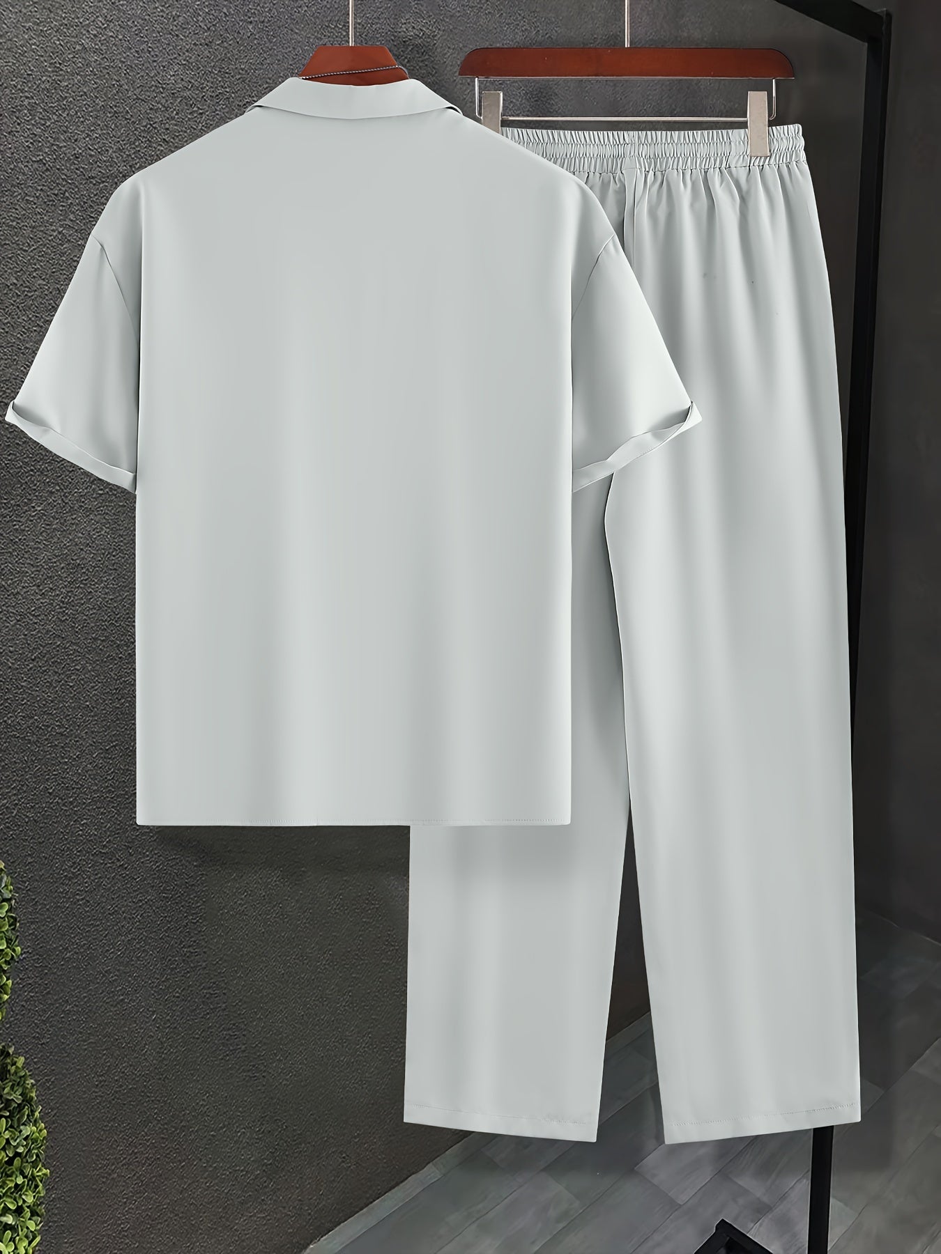 Men's Summer Outfit 2-Piece Loose Fit Shirt and Pants Casual Beach Holiday