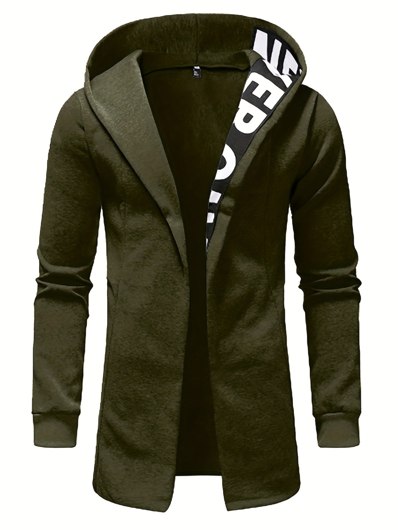Chaqueta de cárdigan con capucha para hombre, de poliéster y elastano, color sólido, primavera y otoño, corte regular