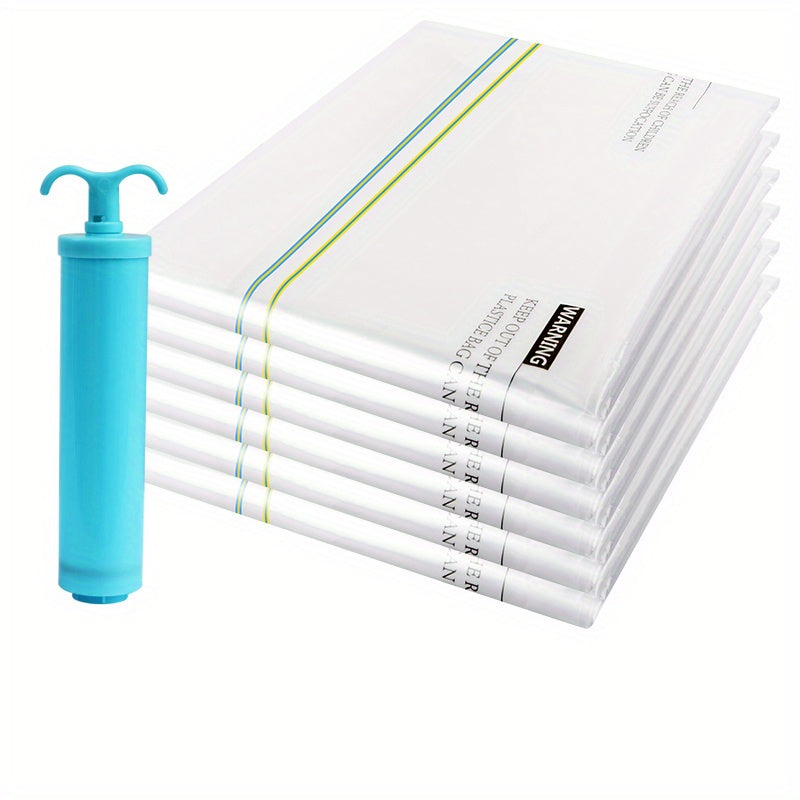 Set of 7 Vacuum Storage Bags with Hand Pump for Clothes Bedding and Travel