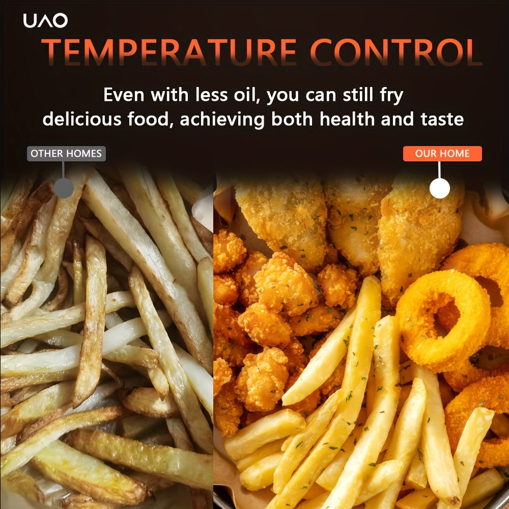 Freidora de aire de gran capacidad con funciones multifuncionales, cocina sin aceite, bajo contenido de grasa, base antideslizante segura, 1400W