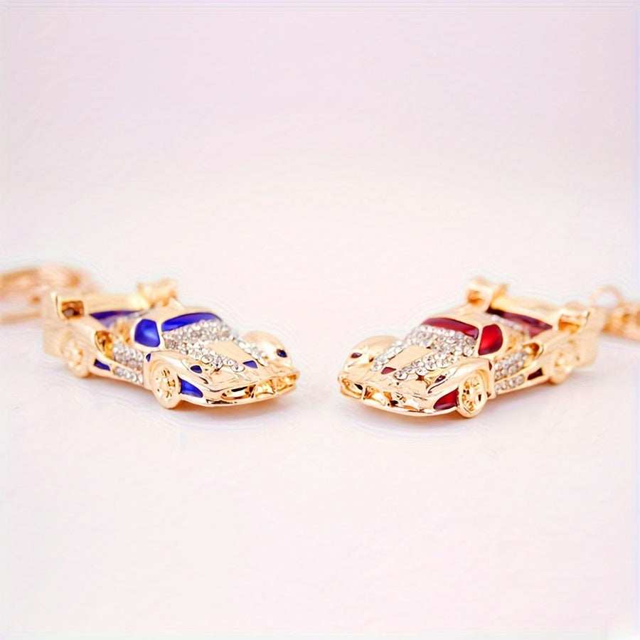 Llavero de coche con pedrería elegante, colgante de aleación de zinc, regalo para él o ella