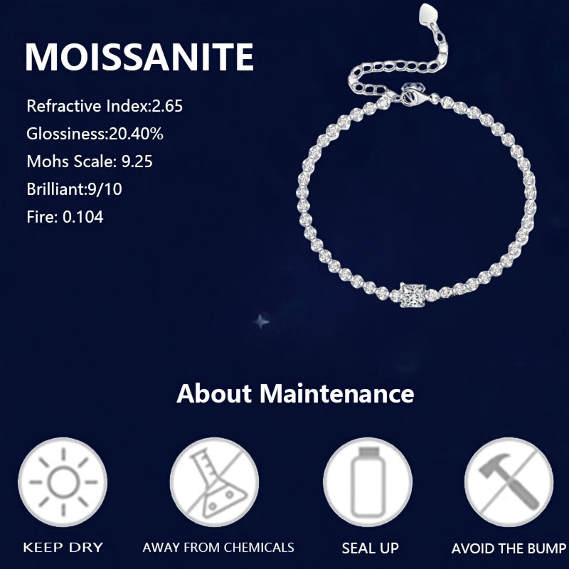 Sterling Silver Moissanite Tennis Bracelet for Weddings and Special Occasions