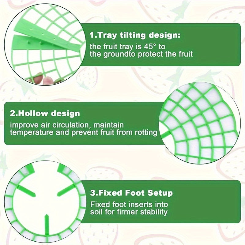 10 Green Plastic Strawberry Plant Support Cages with 3 Legs Set of 10