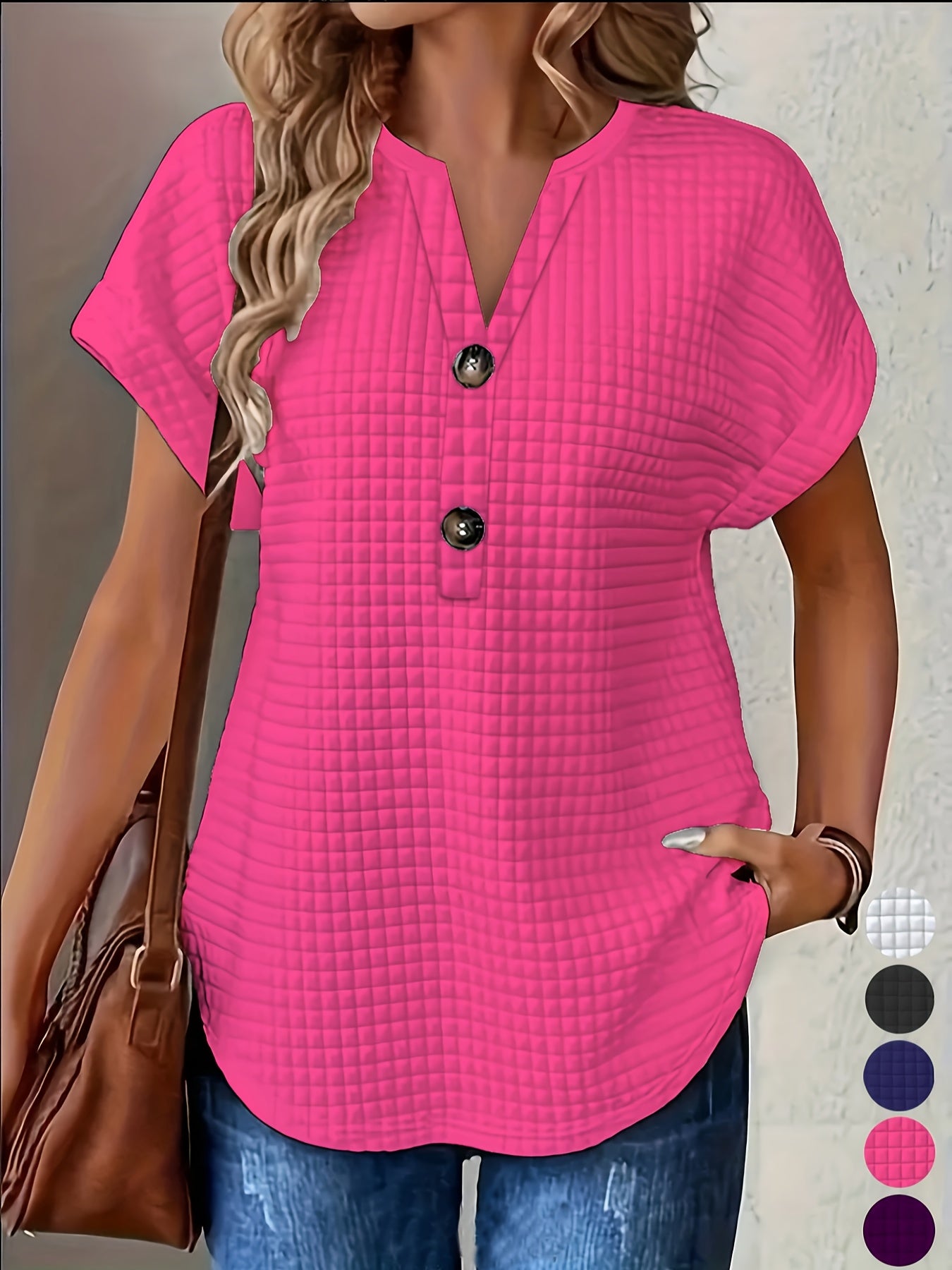 Women's V-Neck Summer T-Shirt Breathable Stretch Plus Size Casual Top