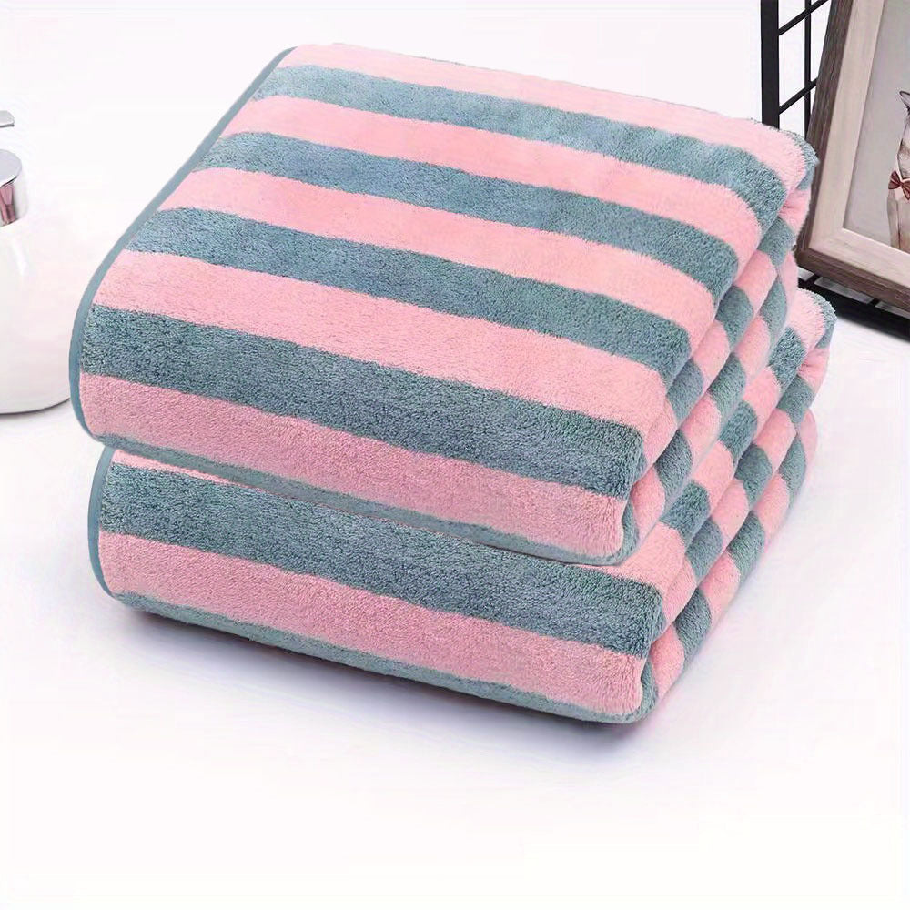 Microfiber Bath Towel Absorbent Quick-Dry with Colorful Stripes