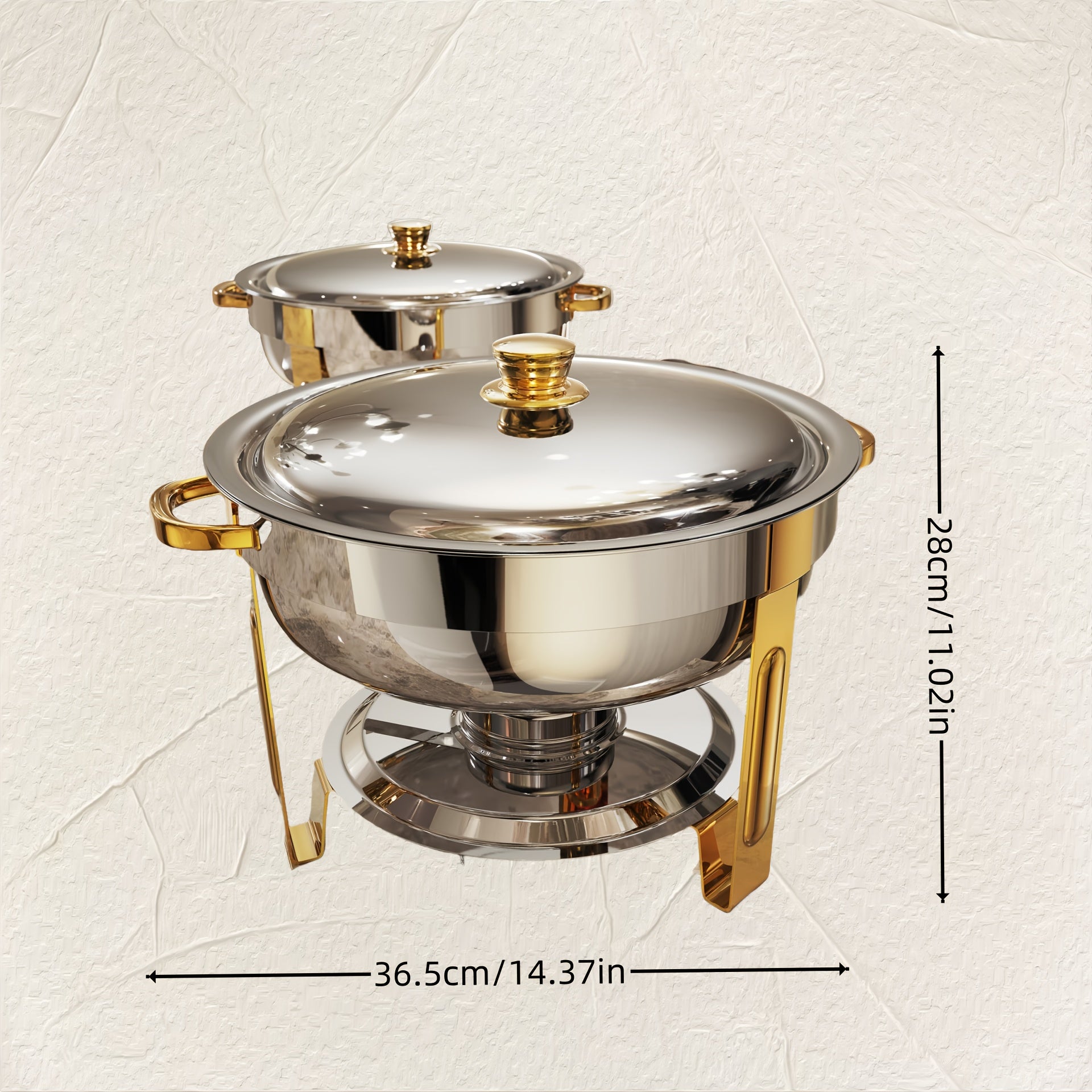 Set of 4 Stainless Steel Chafing Dishes 5QT Gold Silver Party Event